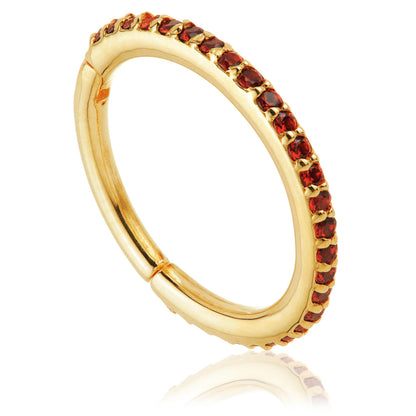 TL - Gold Garnet Pave Eternity Hinge Ring