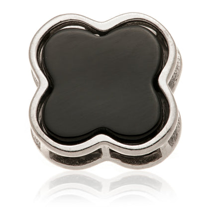 TL - 14ct Gold Threadless Black Onyx Clover Pin Attachment
