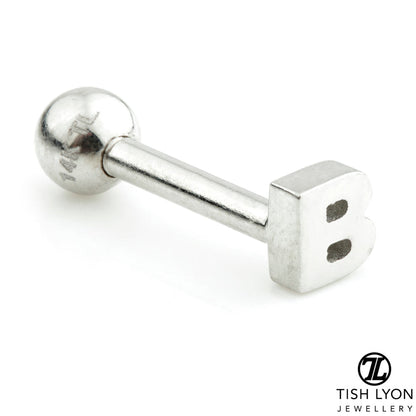 Micro Letter 14 Carat Solid Gold Barbell Earring