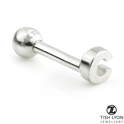 Micro Letter 14 Carat Solid Gold Barbell Earring