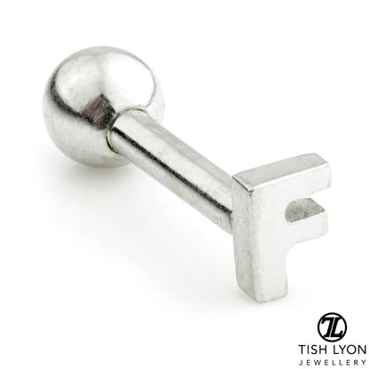 Micro Letter 14 Carat Solid Gold Barbell Earring