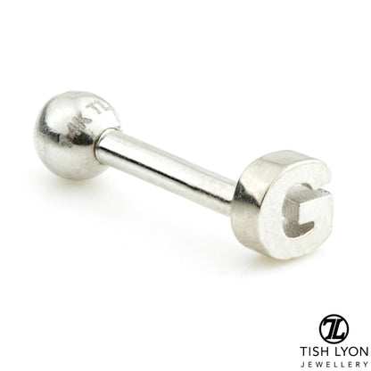 Micro Letter 14 Carat Solid Gold Barbell Earring