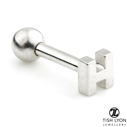 Micro Letter 14 Carat Solid Gold Barbell Earring