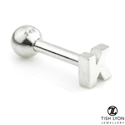 Micro Letter 14 Carat Solid Gold Barbell Earring