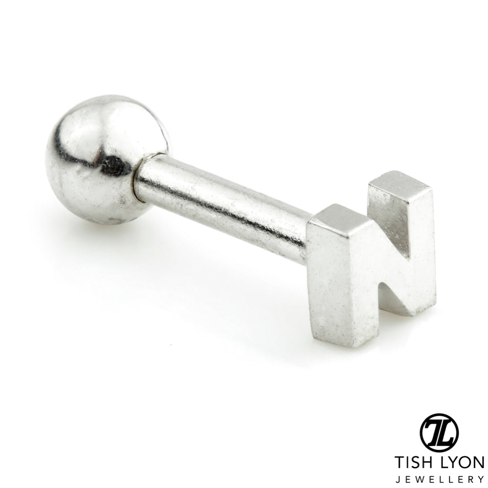 Micro Letter 14 Carat Solid Gold Barbell Earring