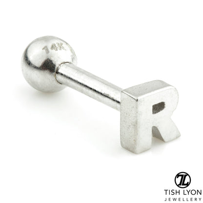 Micro Letter 14 Carat Solid Gold Barbell Earring