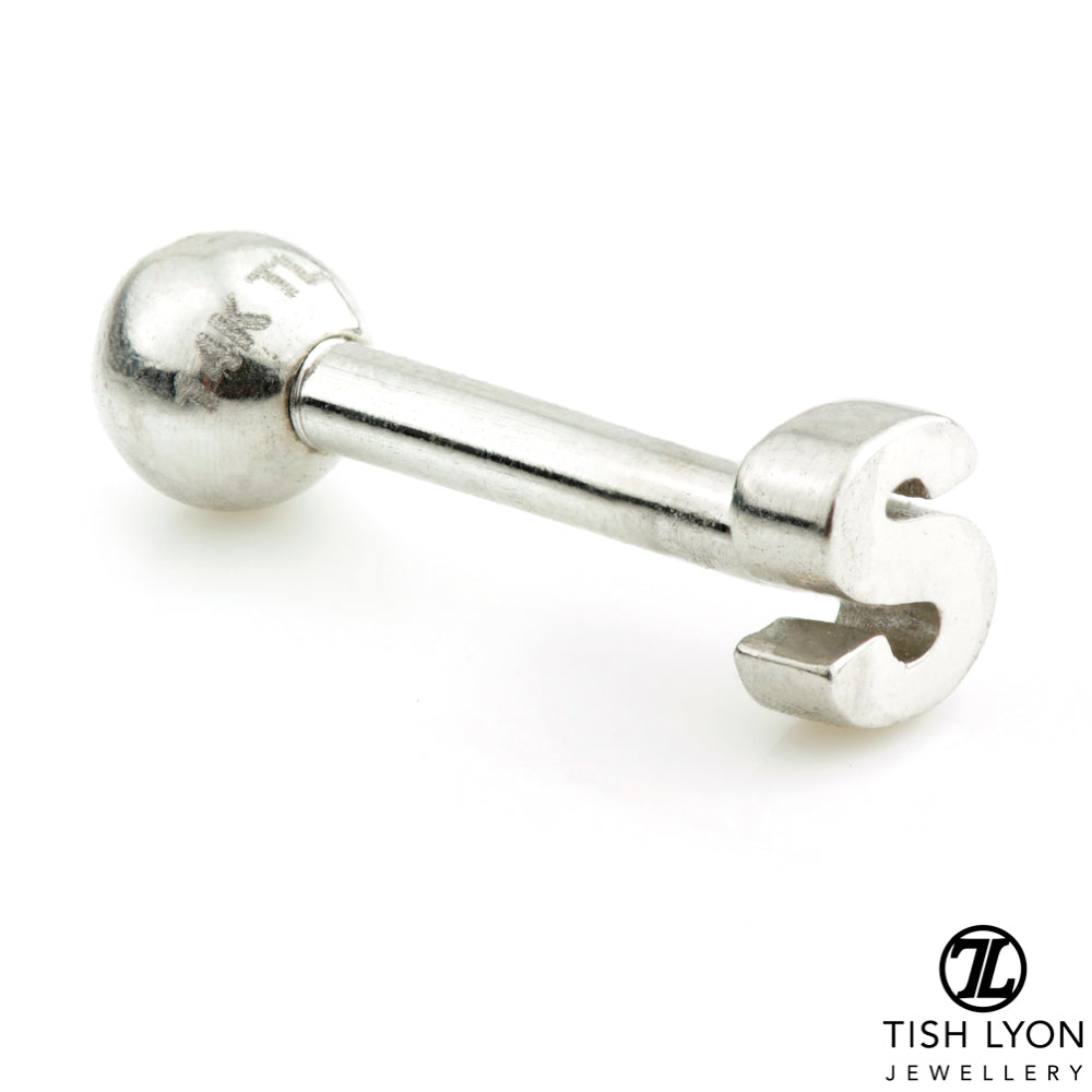 Micro Letter 14 Carat Solid Gold Barbell Earring