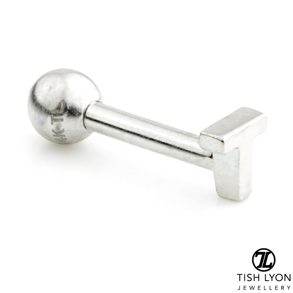 Micro Letter 14 Carat Solid Gold Barbell Earring