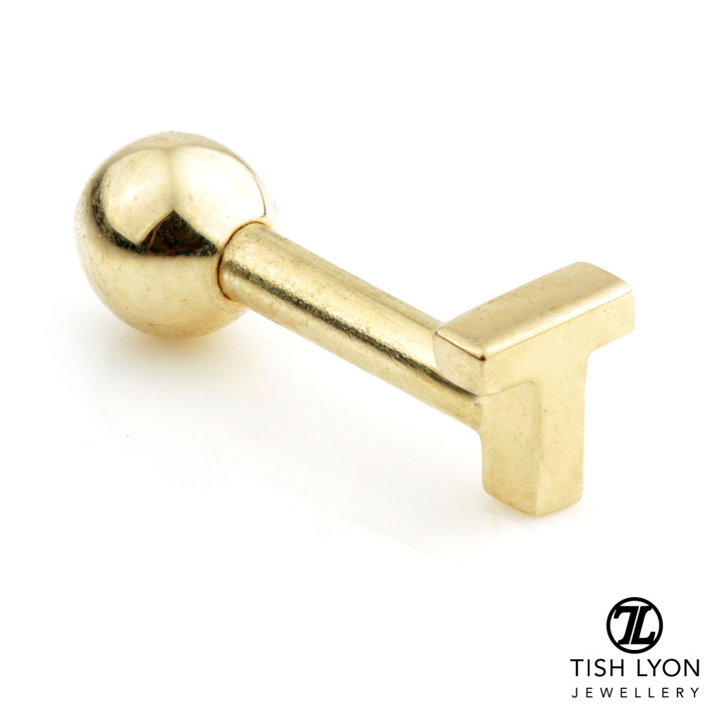 Micro Letter 14 Carat Solid Gold Barbell Earring