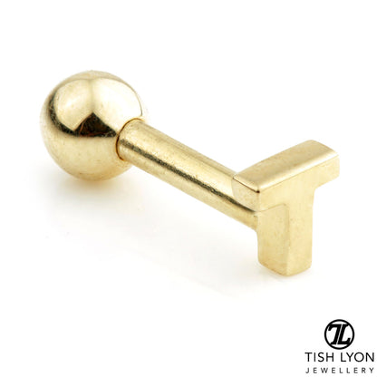 Micro Letter 14 Carat Solid Gold Barbell Earring