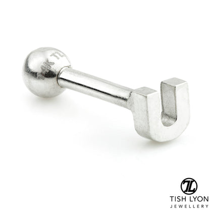 Micro Letter 14 Carat Solid Gold Barbell Earring
