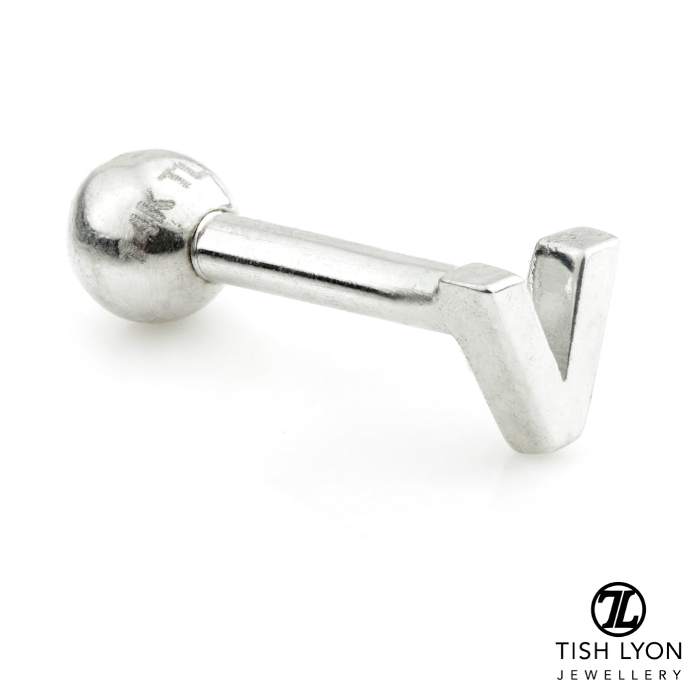 Micro Letter 14 Carat Solid Gold Barbell Earring