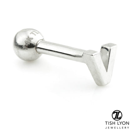 Micro Letter 14 Carat Solid Gold Barbell Earring