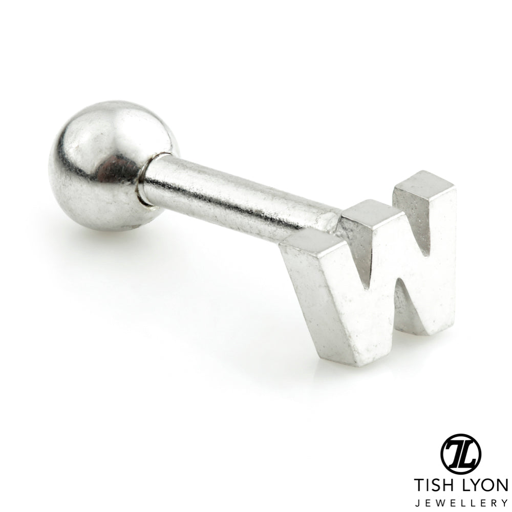 Micro Letter 14 Carat Solid Gold Barbell Earring