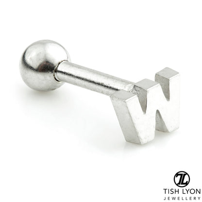 Micro Letter 14 Carat Solid Gold Barbell Earring