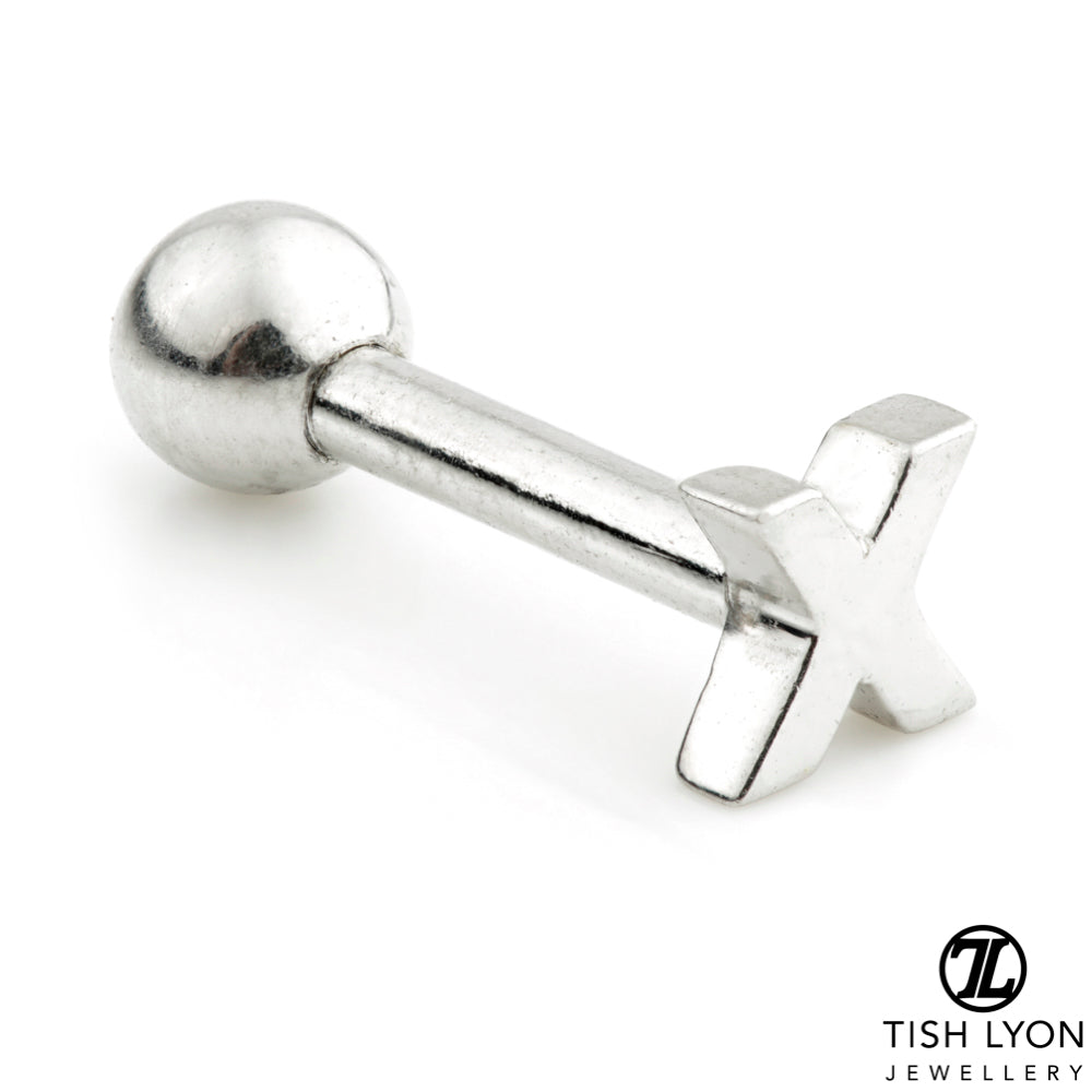 Micro Letter 14 Carat Solid Gold Barbell Earring