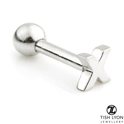 Micro Letter 14 Carat Solid Gold Barbell Earring