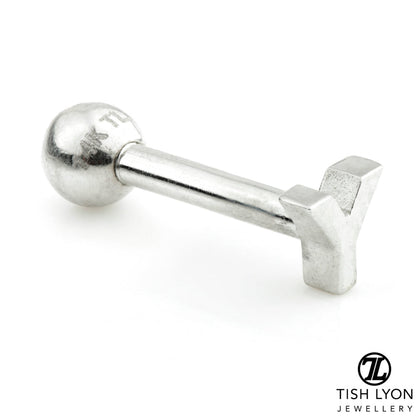 Micro Letter 14 Carat Solid Gold Barbell Earring