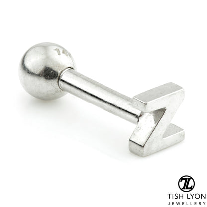 Micro Letter 14 Carat Solid Gold Barbell Earring