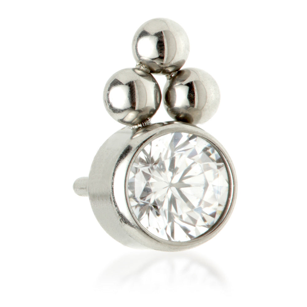 Ti Threadless Bezel Gem with Tri Beads Attachment