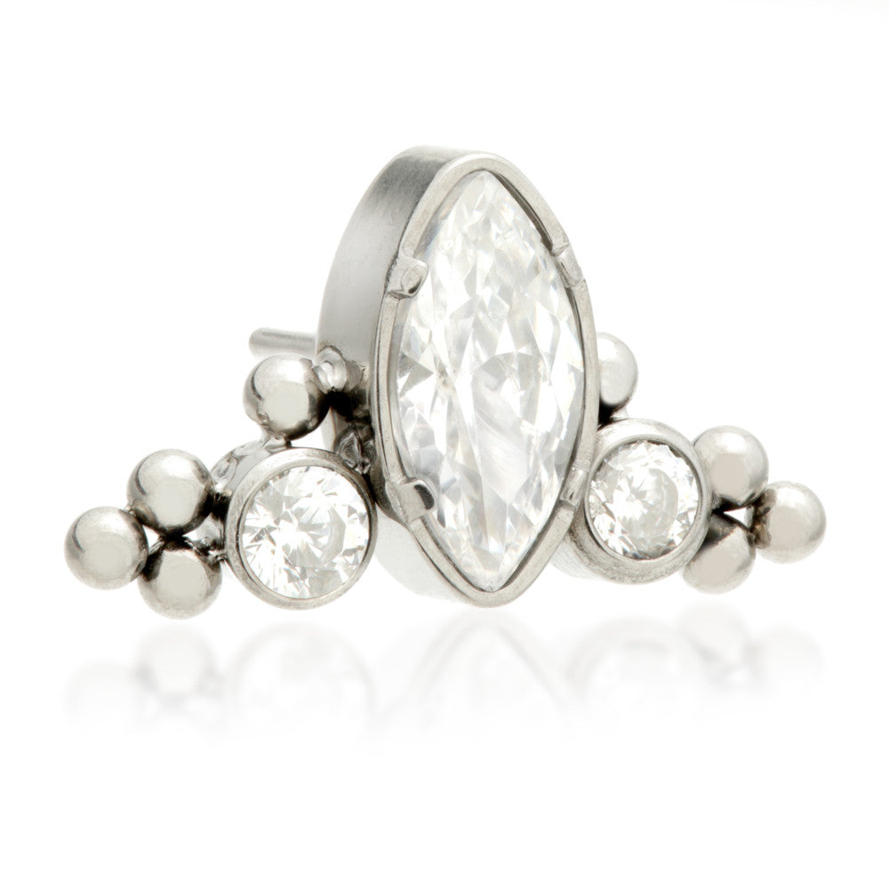 Ti Threadless Marquise Crescent with Tri Beads Attachment