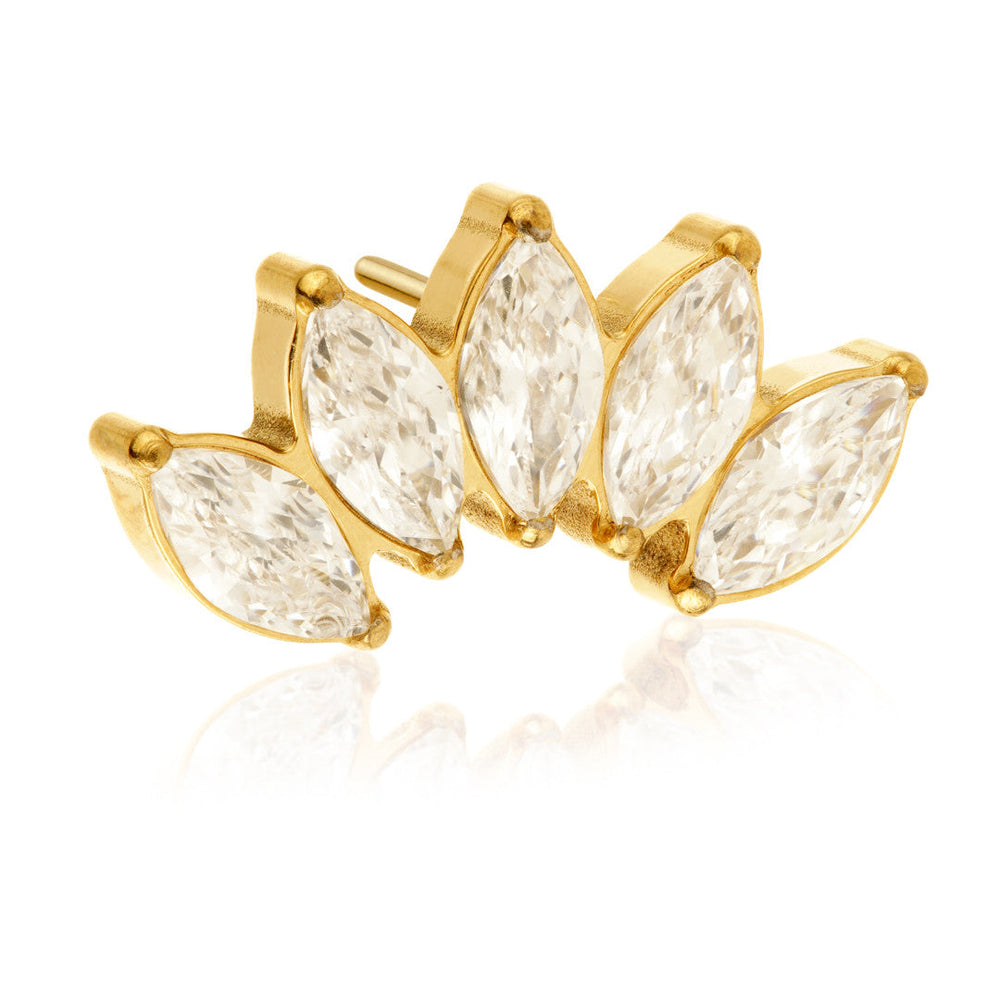 Ti Zircon Gold Threadless Prong Jewelled Marquise Cluster Attachment
