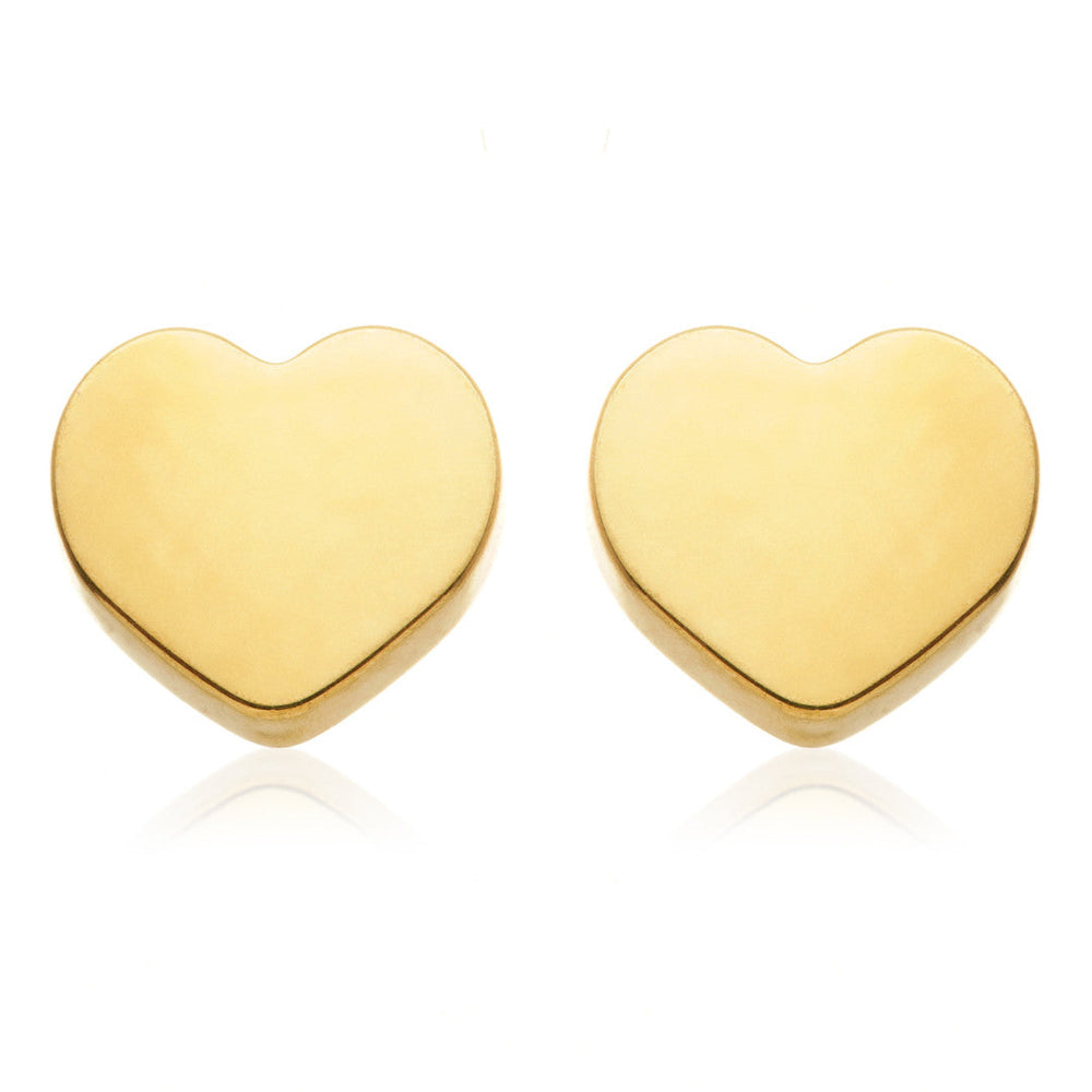 Zircon Gold Titanium Heart Stud Earrings (Pair)