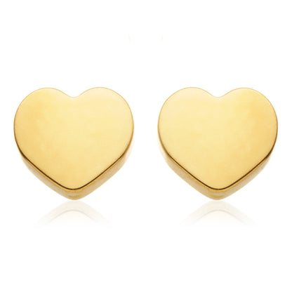 Zircon Gold Titanium Heart Stud Earrings (Pair)