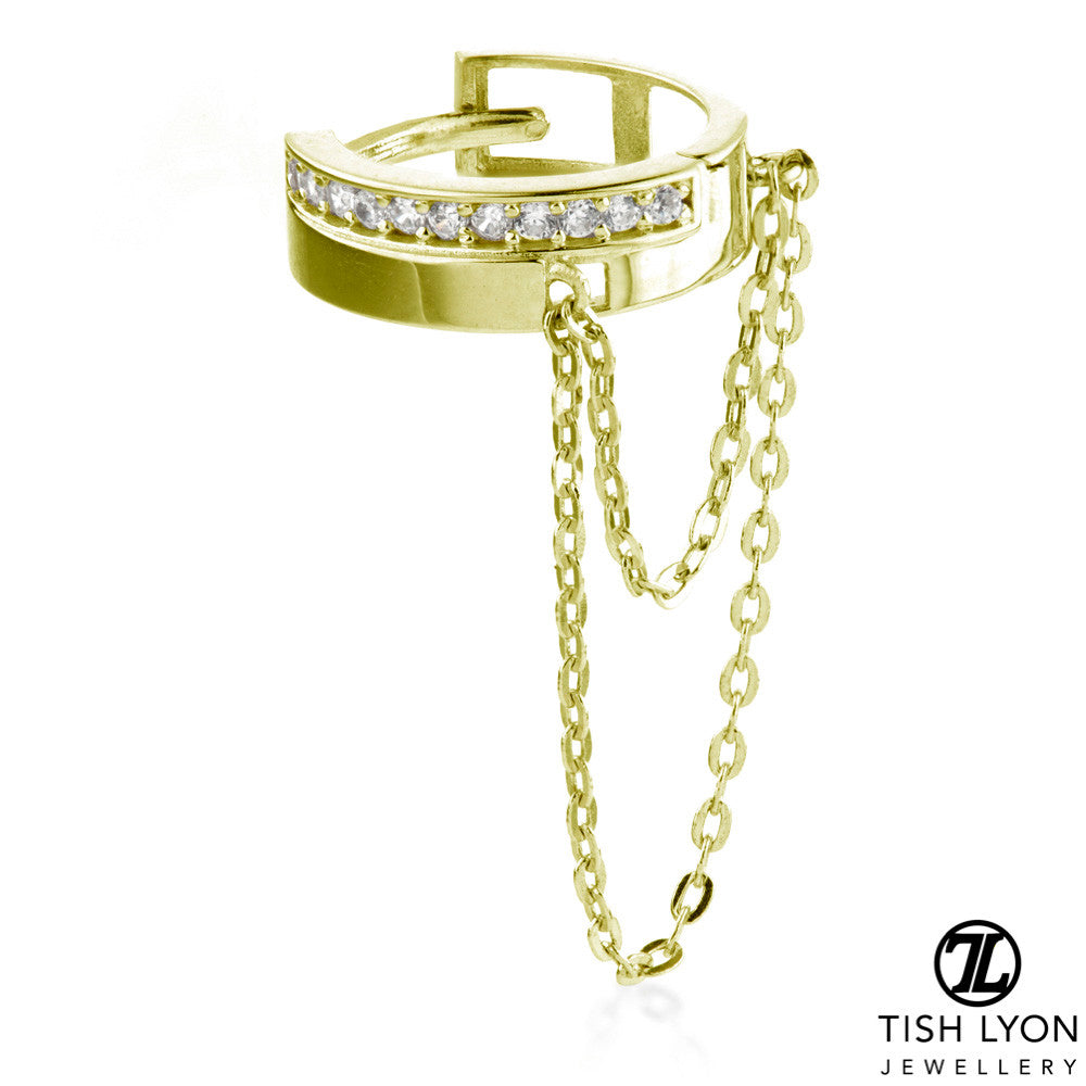 TL - Gold Gems and Chain Hinge Ring