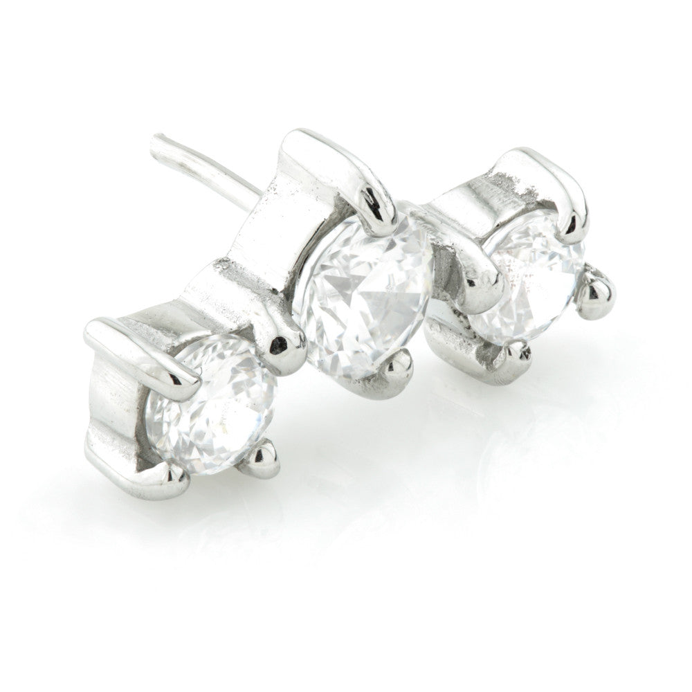 Cobalt Chrome Threadless Triple Gem Row Attachment