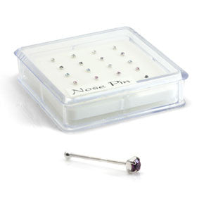20x Silver Mixed Gems - Straight Ball Back - in Box