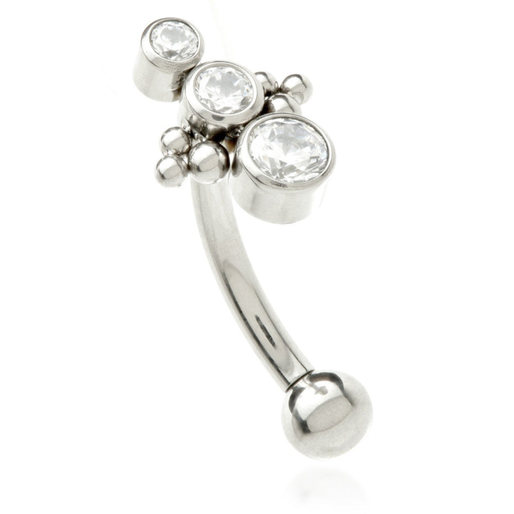 Ti Internal Triple Bezel with Side Beads Rook/Eyebrow Bar