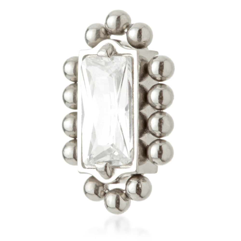 Ti Internal Millegrained Jewelled Rectangle Attachment (0.9mm thread)