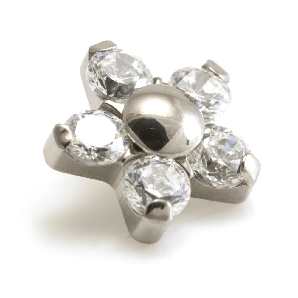 Titanium Internal Thread 5 Petals Gem Flower