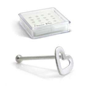 20x Silver Heart Straight Ball Back - in Box
