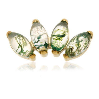 Zircon Gold Ti Internal Moss Agate Marquise Gem Cluster Attachment
