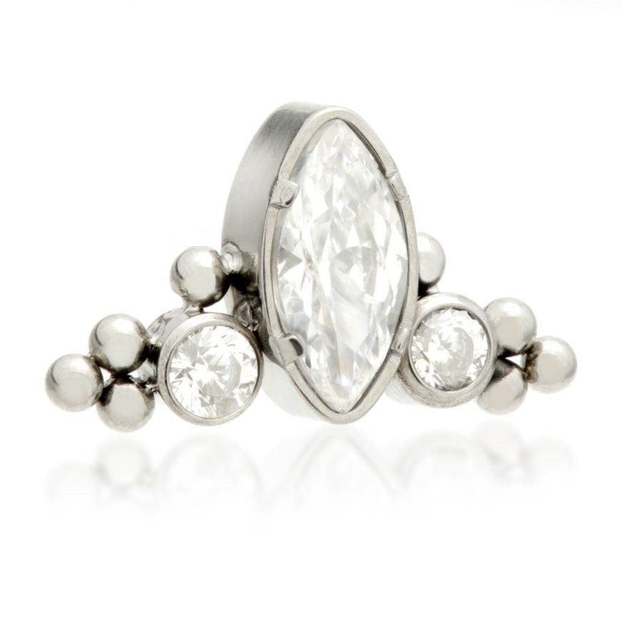 Ti Internal Marquise Crescent with Tri Beads Attachment (1.2mm thread)