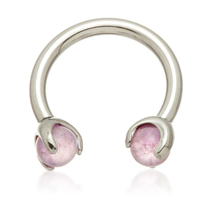 Ti Internal Circular Barbell with Double Semi Precious Stone Prong