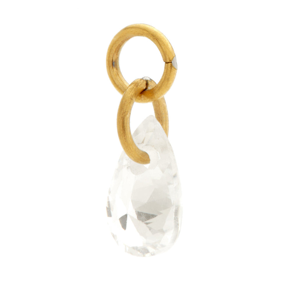 Zircon Gold Ti Tear Shaped Gem Charm Attachment
