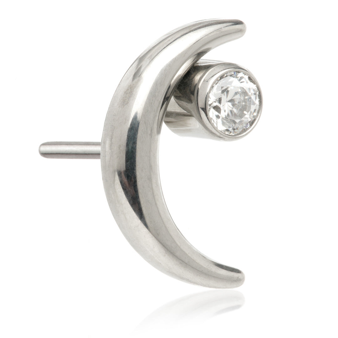 Titanium Threadless Crescent Moon with Gem Attachment