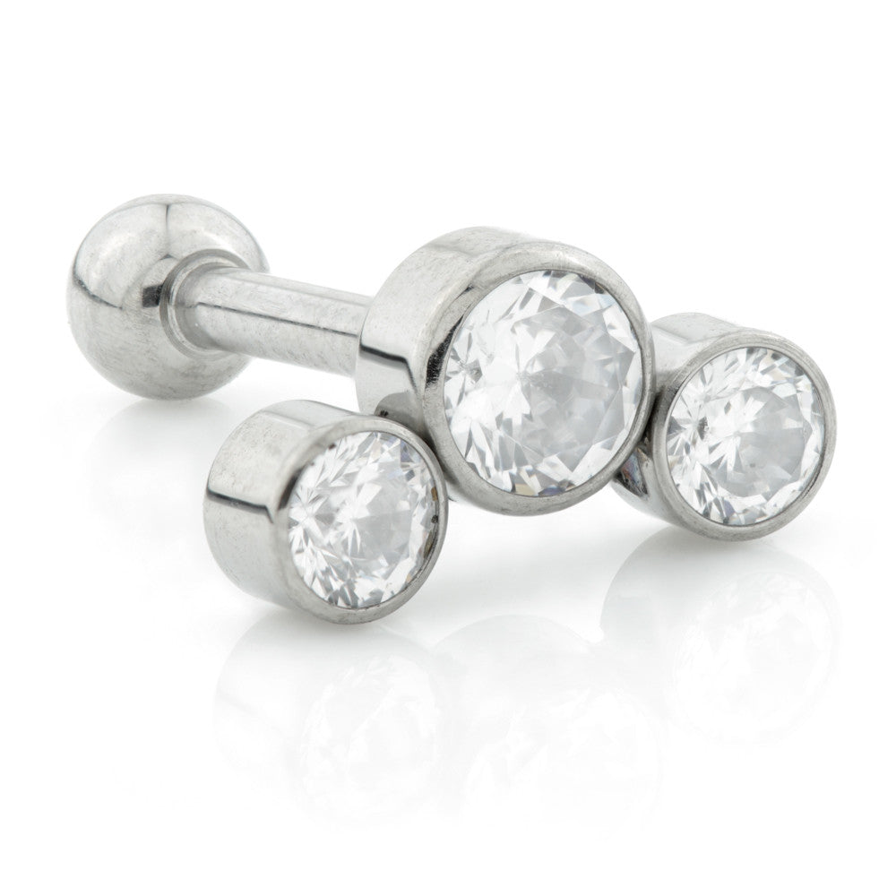Threadless Ti Barbell with Triple Gem Attachment