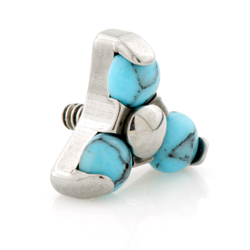 Ti Internal Trinity Attachment with Turquoise Stone (1.2mm)
