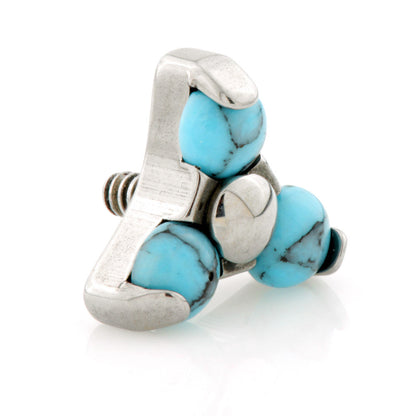Ti Internal Trinity Attachment with Turquoise Stone (1.2mm)