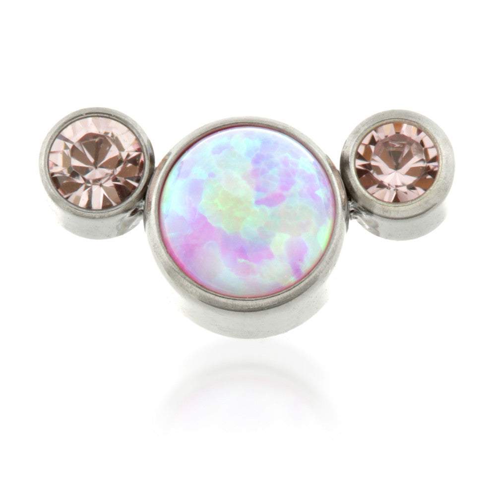 Ti Internal Opal Triple Gem Crescent - Pink