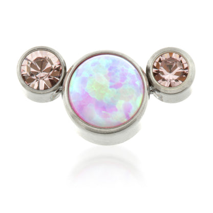 Ti Internal Opal Triple Gem Crescent - Pink
