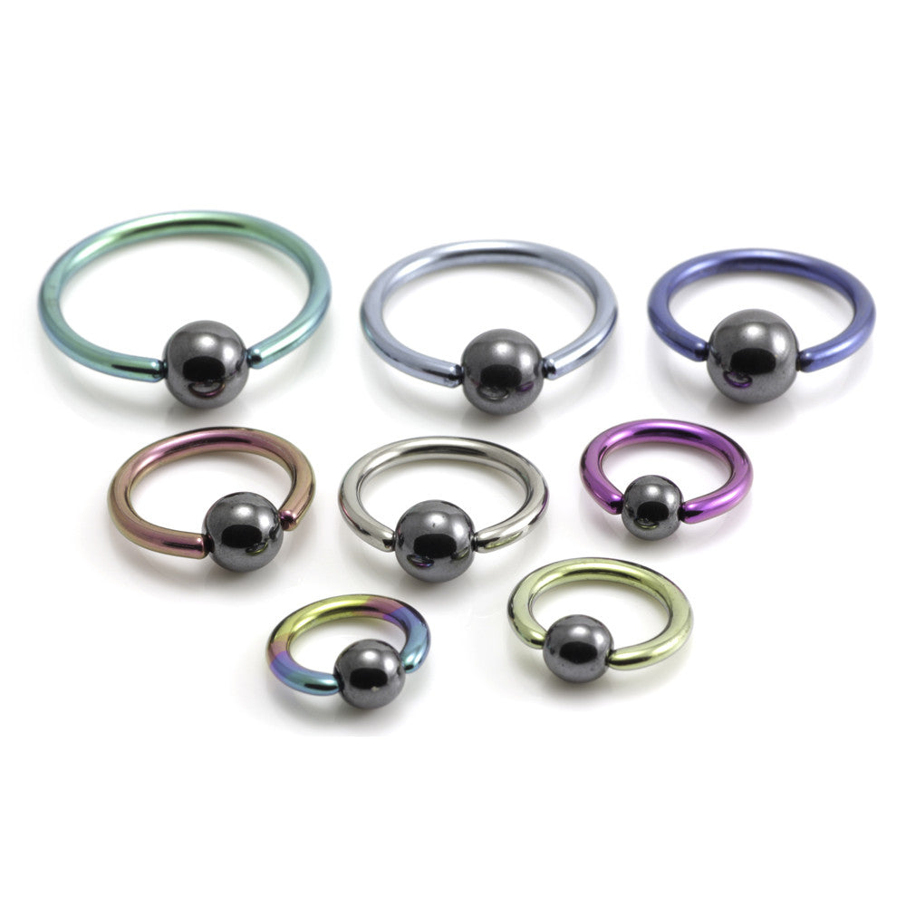 Titanium BCR with Hematite Bead