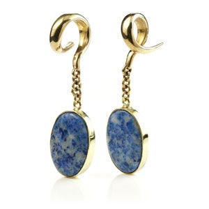 Mandala Jewellery - Lapis Oval Stone on Brass Ear Weights (Pair)