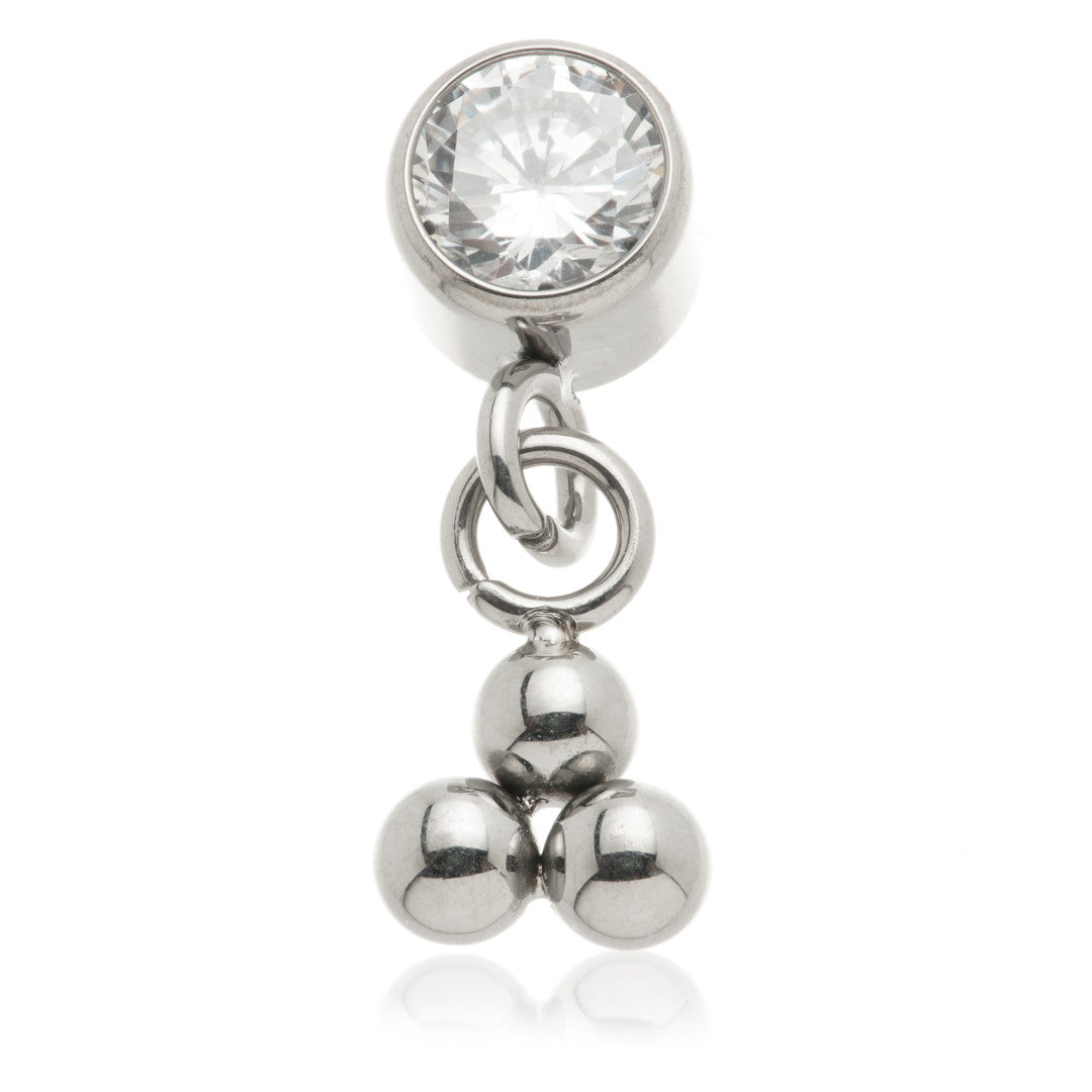 Ti Internal Gem with Hanging Trinity Charm
