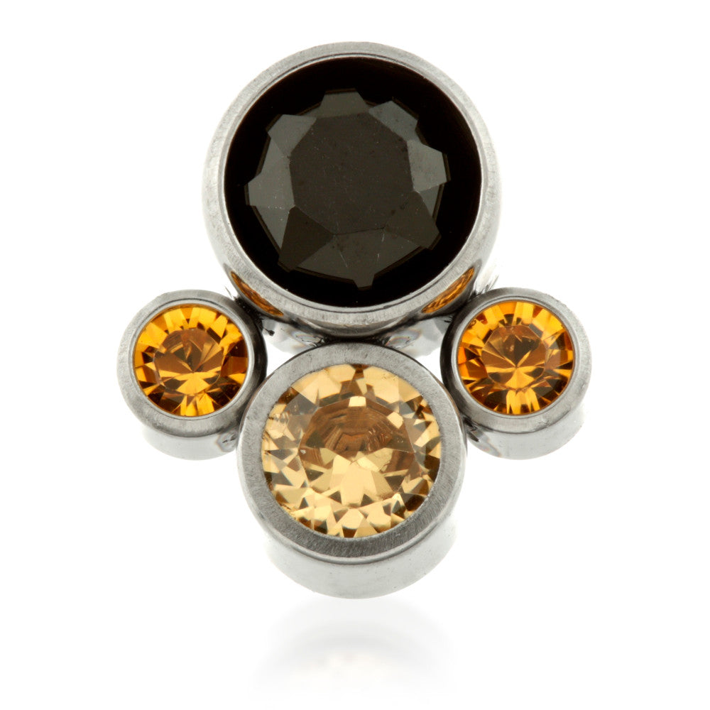 Titanium Internal Thread Micro Quad Gems - Jet + Topaz