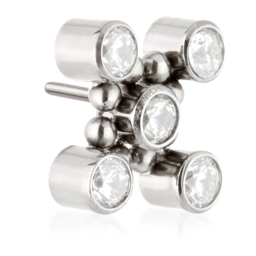 Ti Threadless Jewelled Bezel Flower with Surrounding Beads Attachment